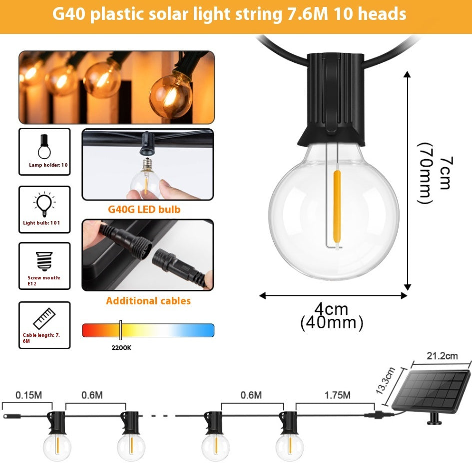 Solar Retro Outdoor Camping Atmosphere Halloween Decorative String Lights