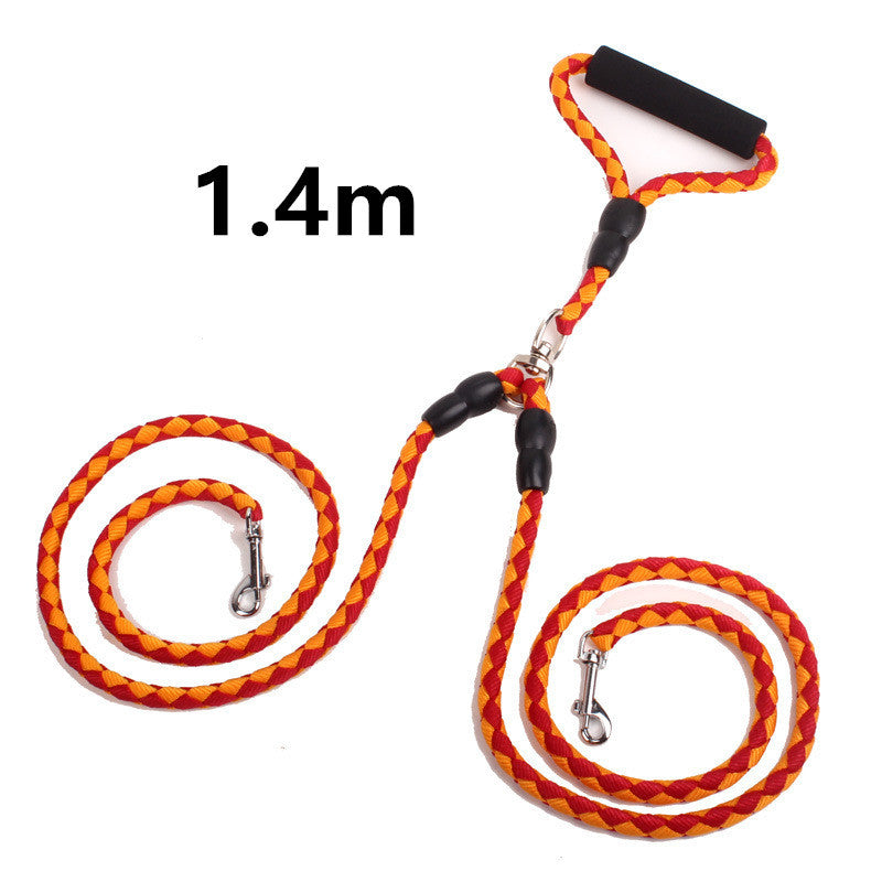 Double-Ended Traction Rope For Walking The Dog Hand-Double-Ended Traction Rope One Plus Two Leash Collar Pet Supplies Dog Collar the ultimate dog walker tool.
