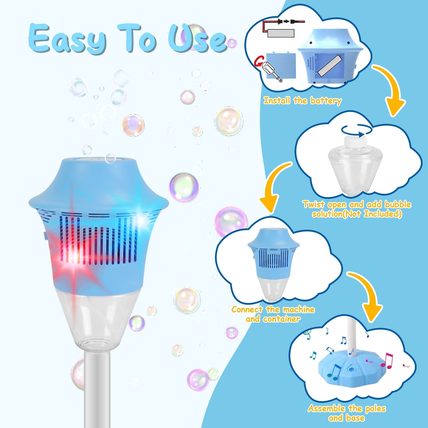 2Pack 3 In 1 Standing Bubble Machines With Colorful Lights And Music Rechargeable Bubble Maker Stands With 2 Modes 3 Adjustable Height For Party Wedding Indoor Outdoor Occasions Pets Kids