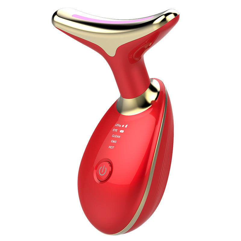 EMS Thermal Neck Lifting And Tighten Massager Electric Microcurrent Wrinkle Remover works best around face upper neck areas