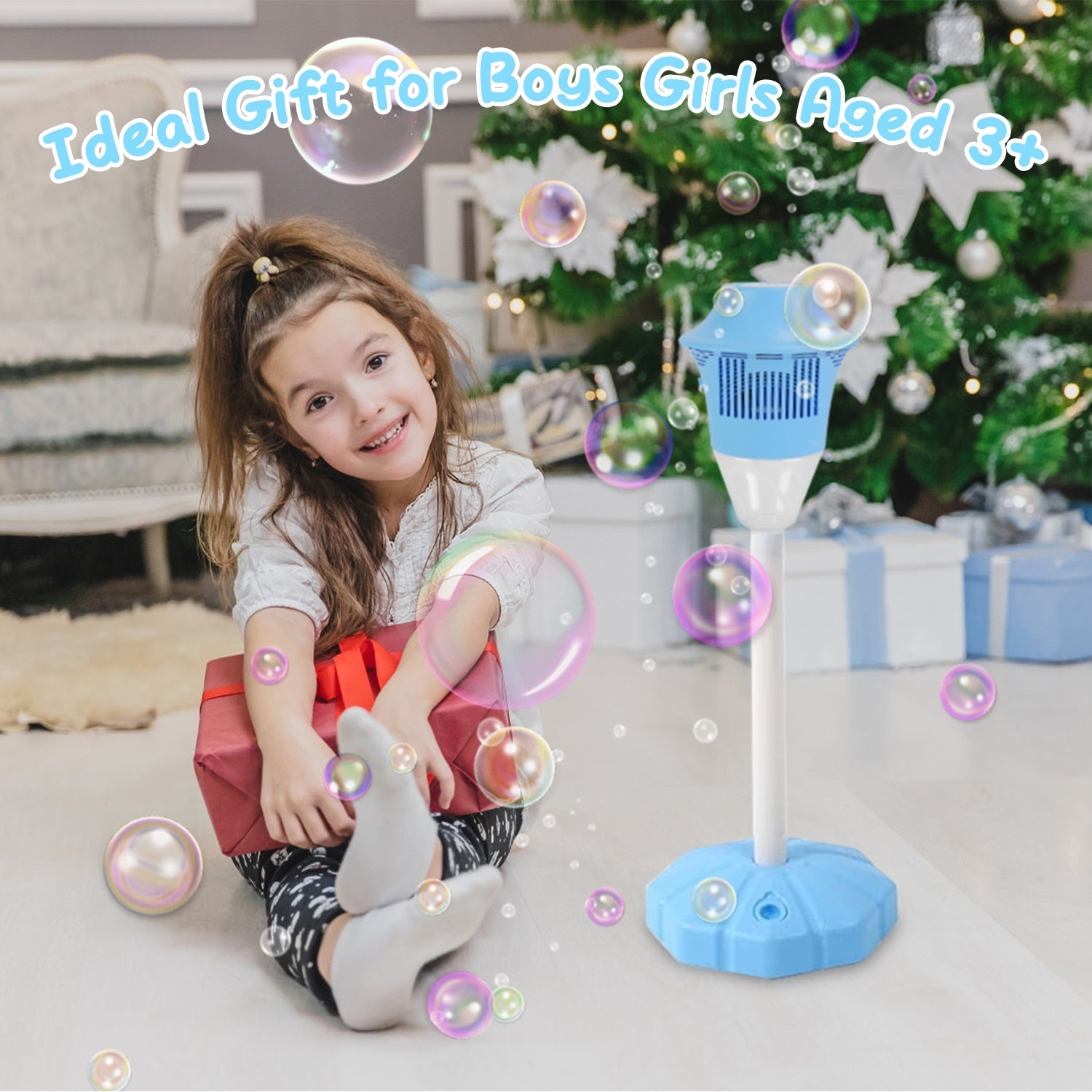 2Pack 3 In 1 Standing Bubble Machines With Colorful Lights And Music Rechargeable Bubble Maker Stands With 2 Modes 3 Adjustable Height For Party Wedding Indoor Outdoor Occasions Pets Kids