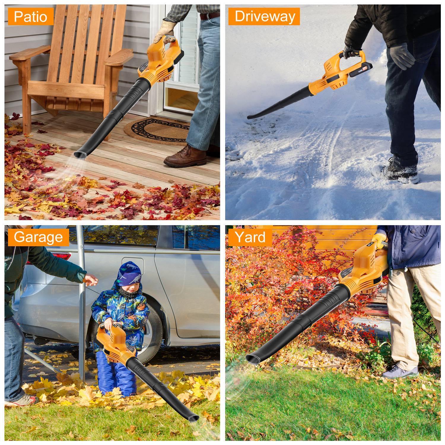 1Pc Cordless Leaf Blower Handheld Electric Battery Powered Air Blower Max 124MPH 300CFM With 2 Adjustable Speeds 2Pcs 18V 2000mA Battery And Charger For Yard Patio