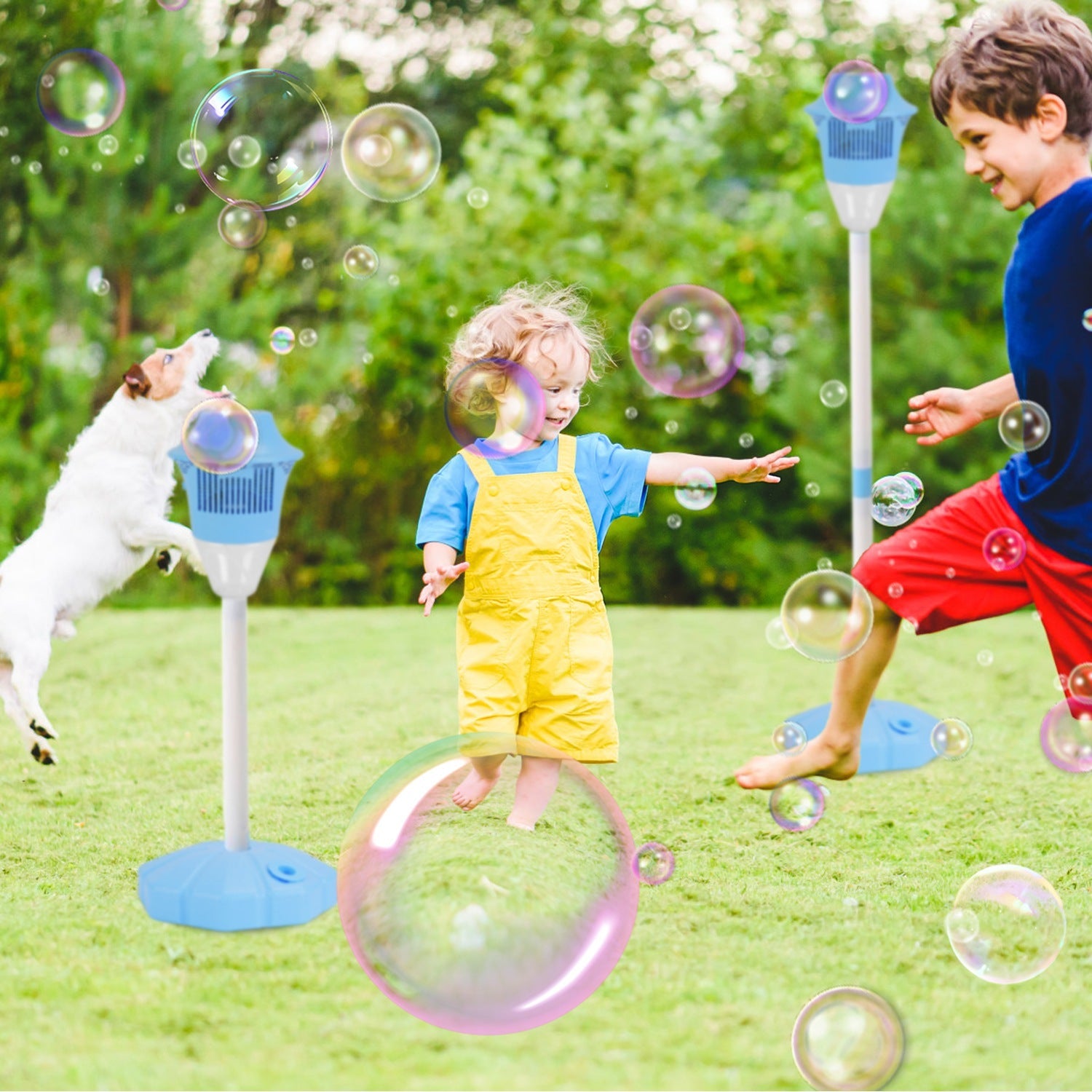 2Pack 3 In 1 Standing Bubble Machines With Colorful Lights And Music Rechargeable Bubble Maker Stands With 2 Modes 3 Adjustable Height For Party Wedding Indoor Outdoor Occasions Pets Kids