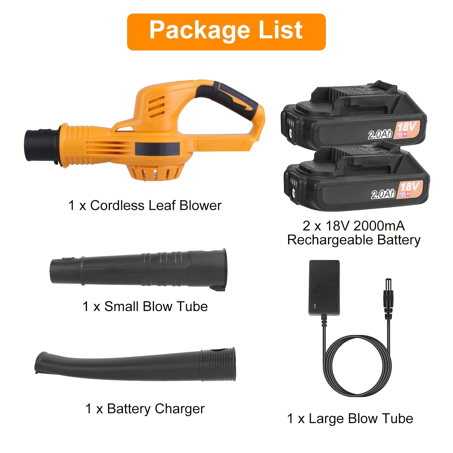 1Pc Cordless Leaf Blower Handheld Electric Battery Powered Air Blower Max 124MPH 300CFM With 2 Adjustable Speeds 2Pcs 18V 2000mA Battery And Charger For Yard Patio
