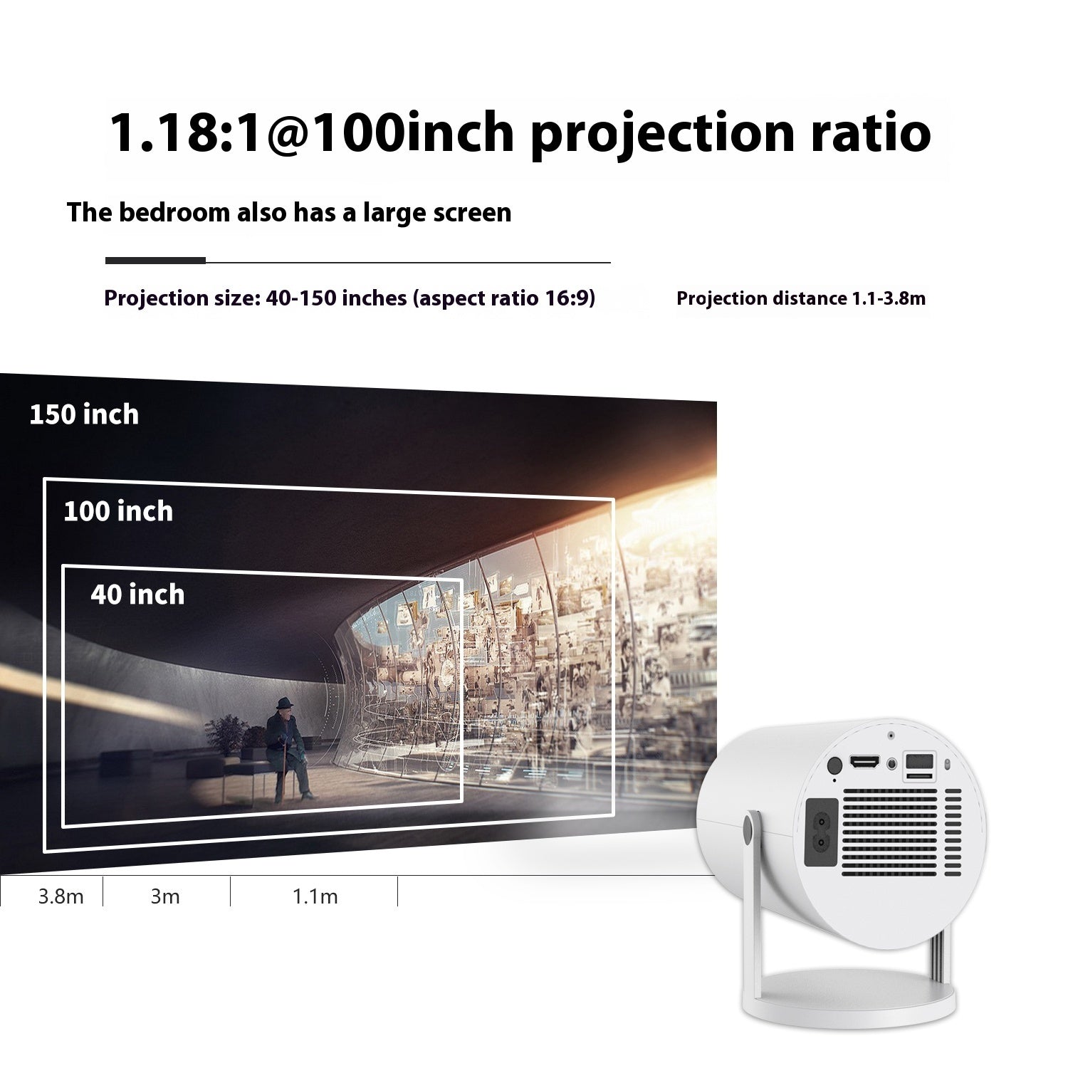 Portable Projector Small Straight Projector For Home Use 180 Degrees Projection Angle Automatic Focus Home Video Projector great for hosting perfect for bedrooms living areas